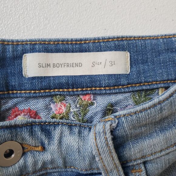 Pilcro And The Letterpress Shorts Womens 31 Blue Floral Embroidered Boyfriend - Picture 4 of 11